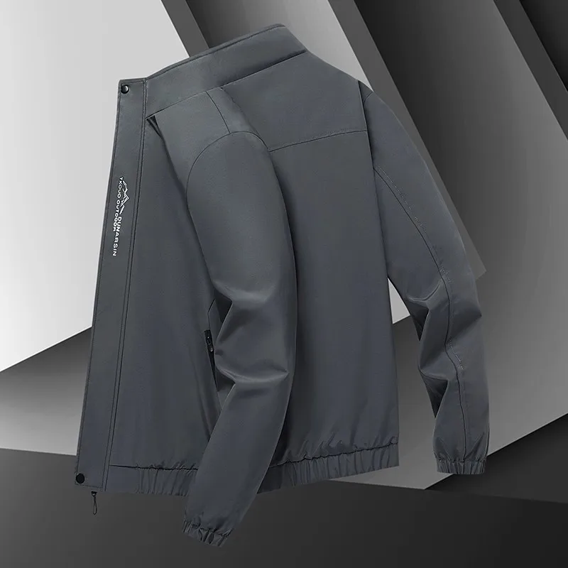 

Spring Autumn Men's Stand Collar Jaet Casual Versatile Thin Windproof Outerwear with ket Zipper Faionable Streetwear