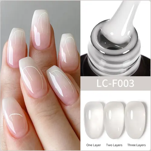 Imagen 2 del producto LILYCUTE 7ML esmalte de uñas en Gel de gelatina desnuda remojo blanco rosa claro esmalte de Gel de Color translúcido barnices de Gel UV semipermanentes