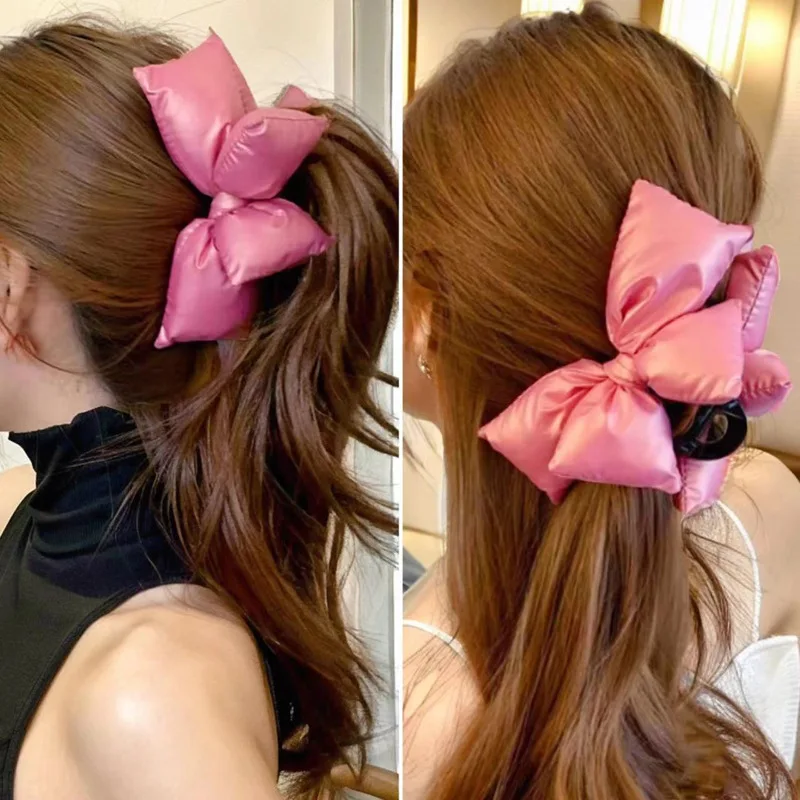 Winter Big Sponge Bow Hair Claw Women Fashionable Hair Clip Fashionable Hair Shark Ponytail Hair Accessories for Female