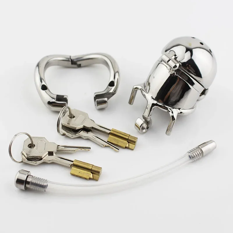 Stainless Steel Chastity Belt Male Chastity Device NEW Double Lock Design Metal Penis Lock Chastity Cage Ring Sex Toys For Men