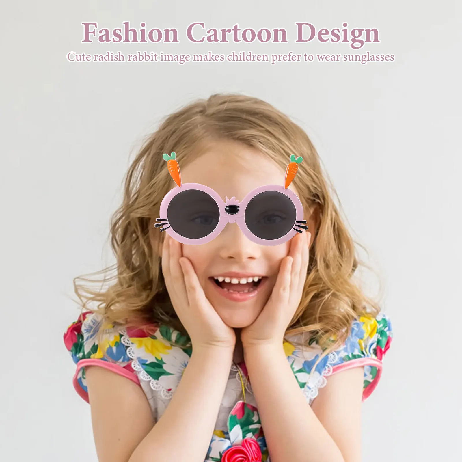 

1 Pair Sunglasses Purple Gray Lens Bunny Carrot Design Uv Protection Lightweight Durable Summer Outdoor Play Party Favor