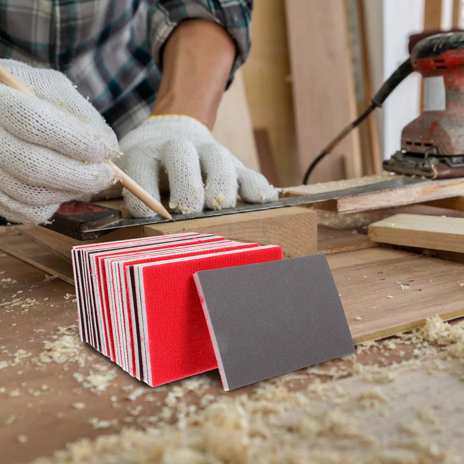 18 قطعة من إسفنجة الصنفرة الحصباء المتنوعة كتل الصنفرة منصات دقيقة للخشب والمعادن والبلاستيك جسم السيارة دريوال تلميع استخدام السيارات