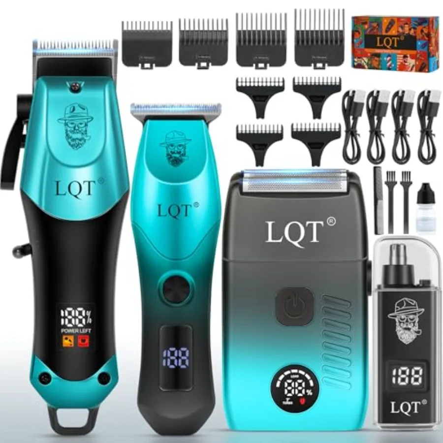 

4-in-1 Men's Hair Clippers Kit Includes Nose Hair Trimmer Electric Shaver and Engraving Trimmer Wireless USB Rechargeable Groom