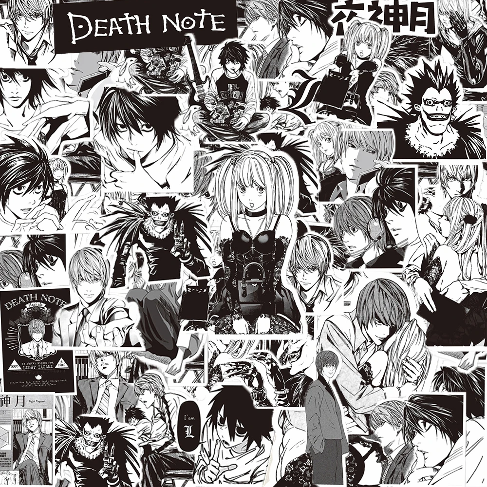 10/30/65PCS Anime Death Note Stickers Black White Decals Decoration DIY Scrapbook Luggage Laptop Bike Suitcase Car Graffiti Toys