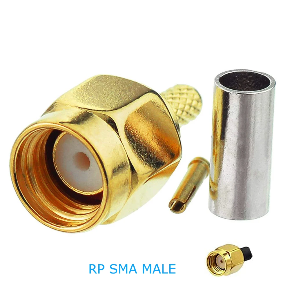 Conector de enchufe macho RP SMA para RG174, RG316, RG178, RG179, LMR100, 10 unidades