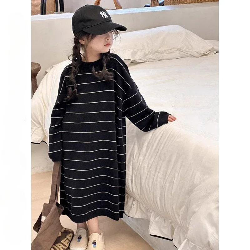 

Long striped dress for girls Mid-sized child loose kids dresses for girls girls clothes casual dress girl dress clothes