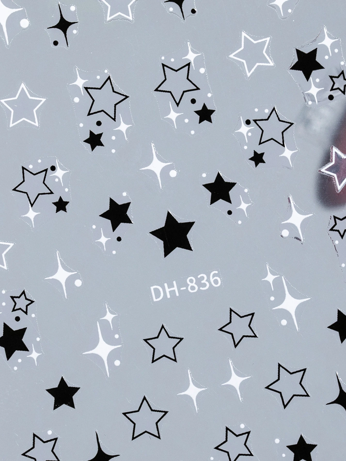 Hollow out pentagram nail stickers simple dazzling hand painted flowers hot pressed gold and silver stickers decorative items