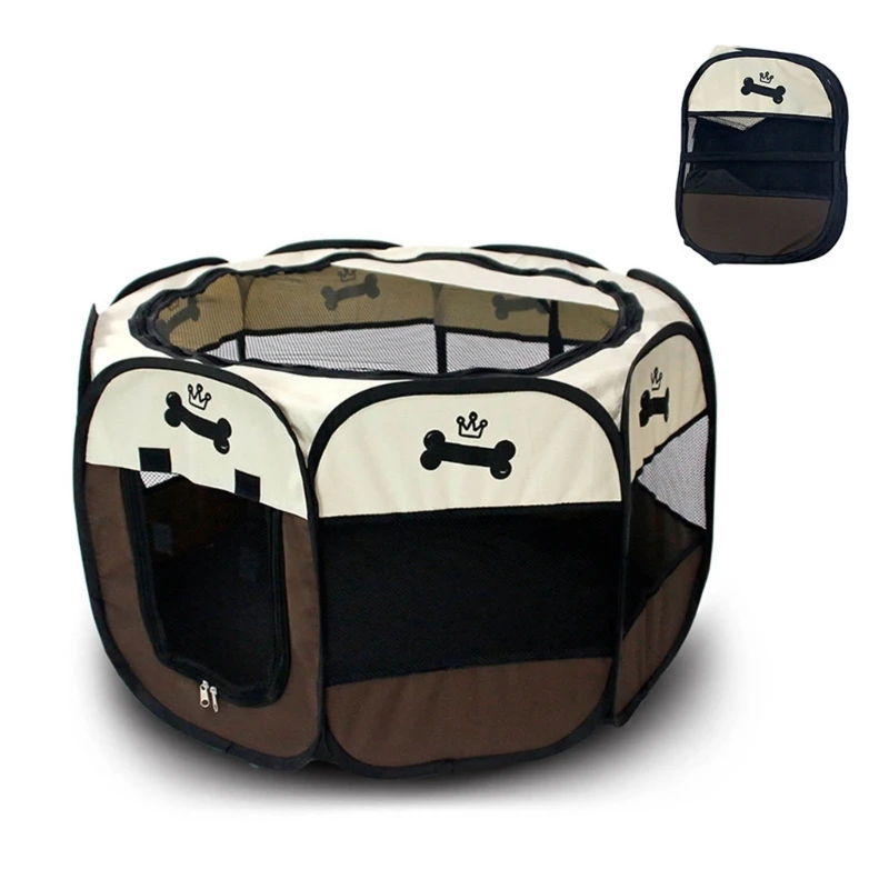 Foldable Dog Tent Cloth Playpen for Puppy Small Pet Octagonal Pets Playtent Puppy Cloth Kennel Cats House for Outdoor