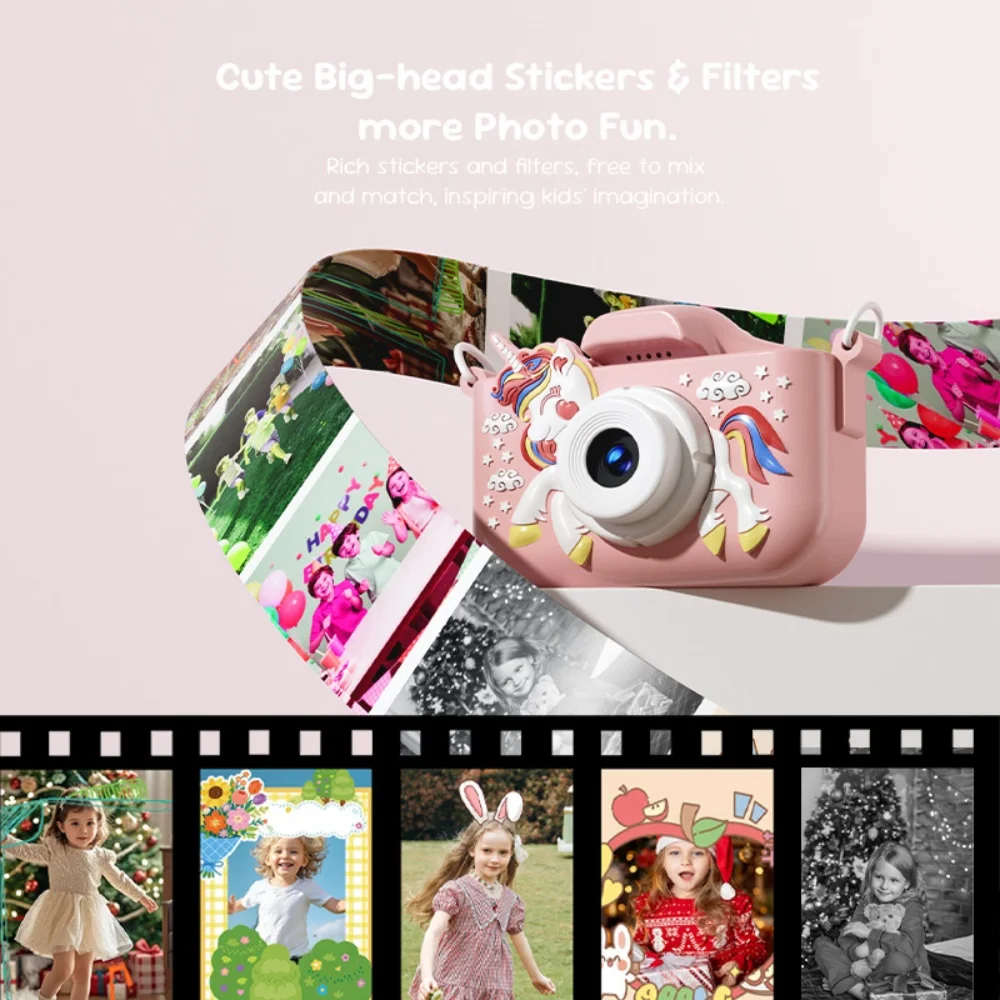กล้องเด็กน่ารัก Vyvylabs ความละเอียด 1080P HD กล้องวิดีโอดิจิตอลสำหรับเด็กเล็ก หน้าจอ 2.0 นิ้ว พร้อมเคสซิลิโคน ของเล่นสำหรับคริสต์มาส