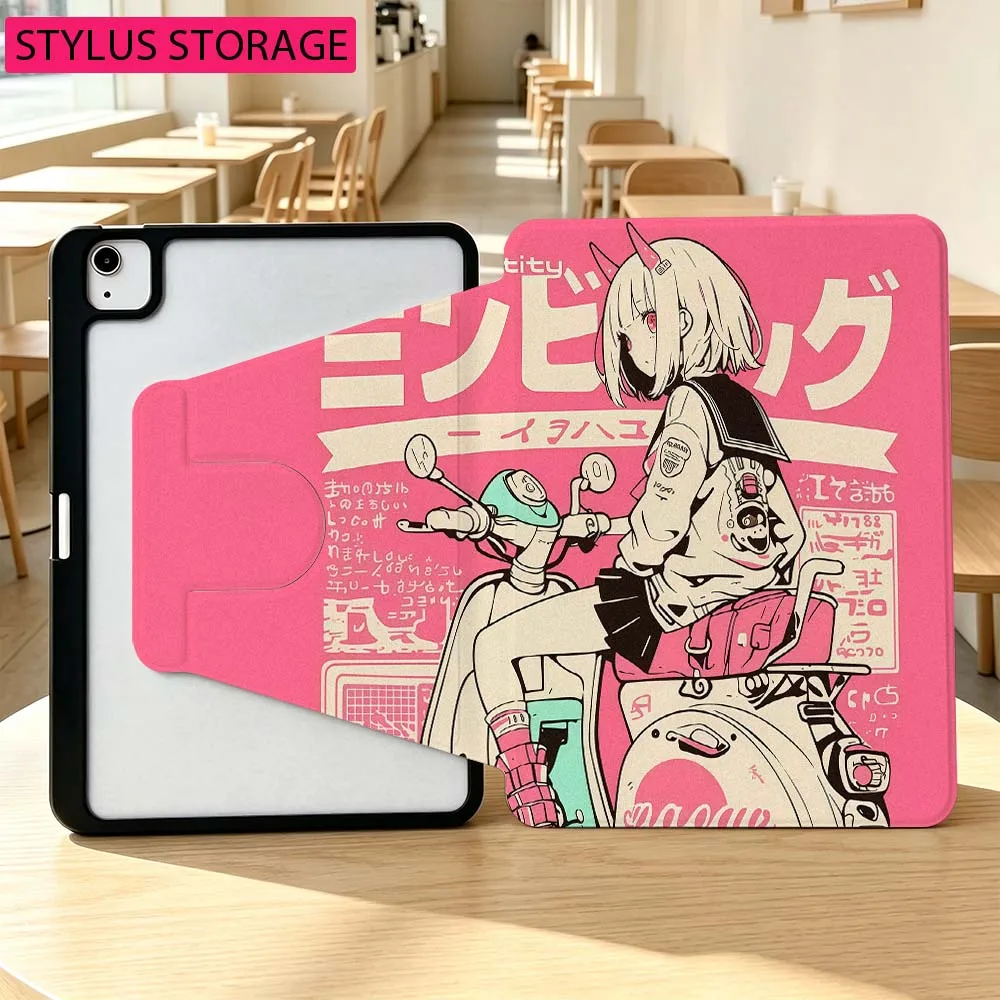 Anime Girl Cartoon Hot For Samsung Galaxy Tab A7 A8 A9 A11 S6 S7 S8 S9 S10 S11 FE Plus 360° Rotation Pen slot Tablet Case