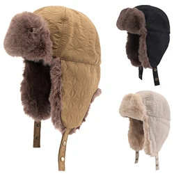 Men Women Bomber Hats Faux Fur Bonnet Winter Warm Ear Protection Plush Ski Hat Unisex Trapper Aviator Trooper Cap with Ear Flaps