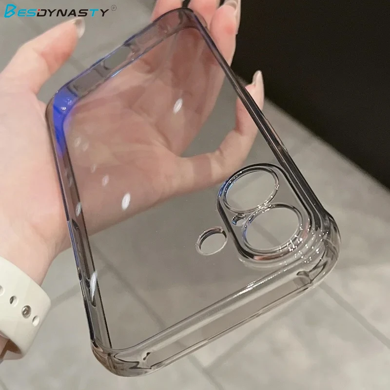 เคสใสซิลิโคน TPU นิ่มสำหรับ iPhone 17 Air 16 15 14 13 12 Pro Max Plus 16E 17Pro ป้องกันการกระแทก ขอบกันกระแทก ฝาครอบโทรศัพท์แท้