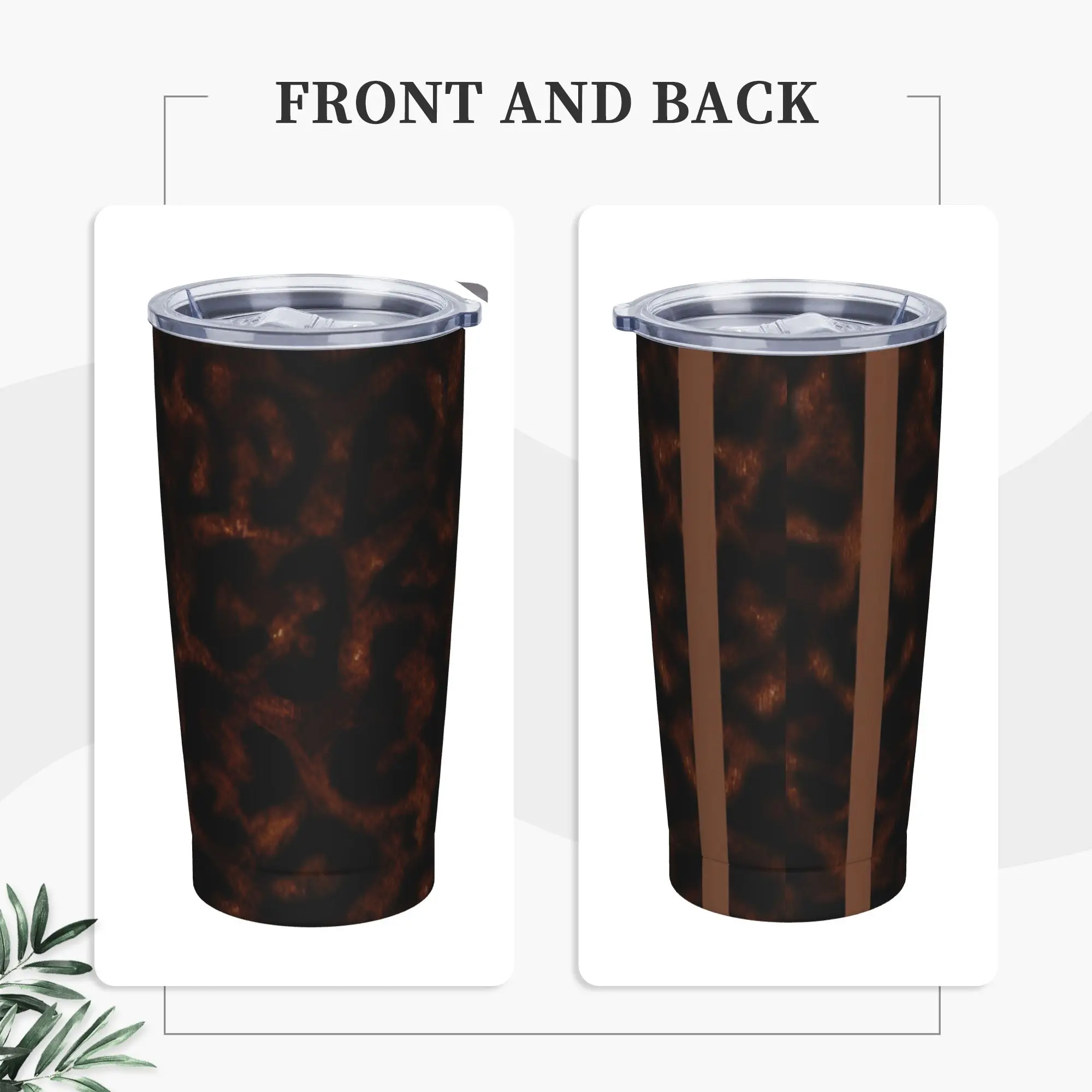 Leopard Print (2) Insulated Tumbler with Straws  Vacuum Thermal Mug Outdoor Travel Hot Cold Drinks Cup, 20oz Simulated Print