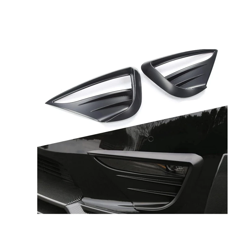 For Tesla Model Y 2021-2022 Car Fog Lamp Spoiler Blade Trim Protective Cover Woof Tooth Wind Knife Sticker Car Accessory