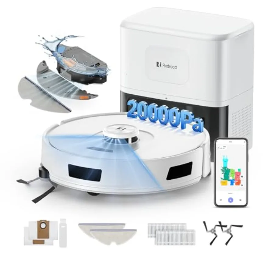 Robot Vacuum Cleaner 20000 Pa Robot Vacuum and Mop 120 Day Self Emptying Vacuum Robot Lidar Navigation 5G/2.4GWiFi APP Aspirate