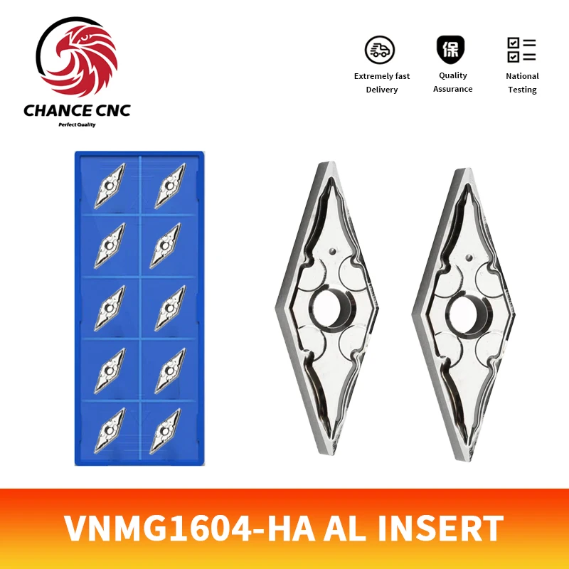 10PCS Rhomboid sharp Aluminum Insert VNMG160402-HA H01 VNMG160404 HA VNMG160408 Turning Tools For AL cylindrical CNC Insert