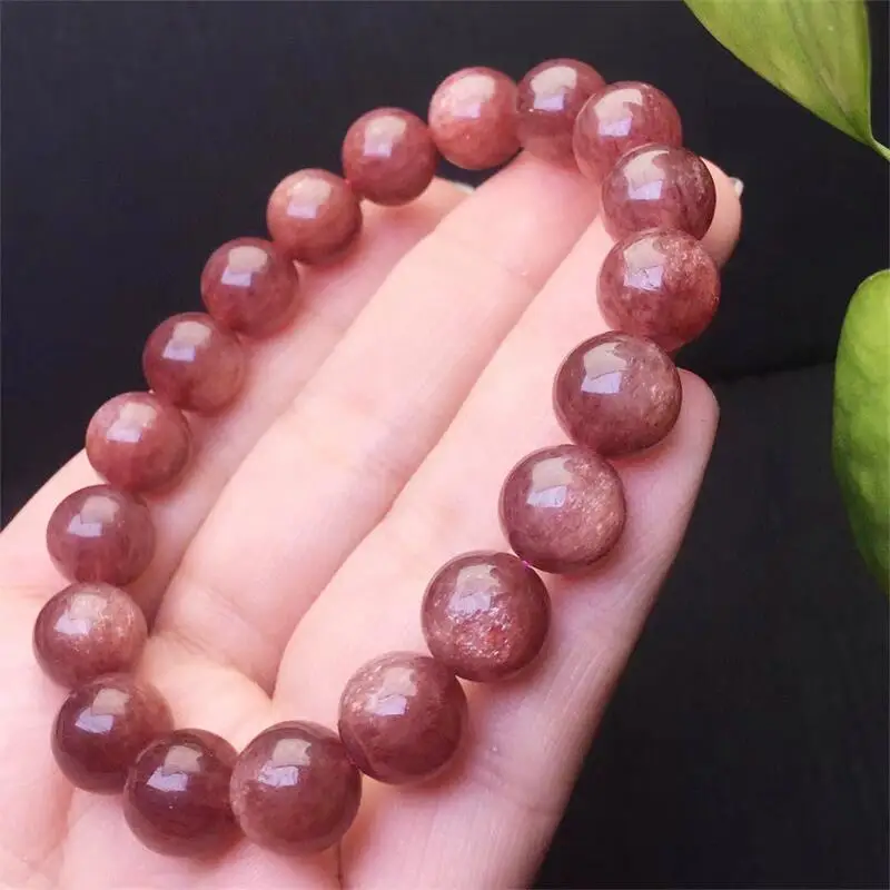 10MM Natural Cherry Cat Eye Stone Strawberry Quartz Bracelet Fashion Energy Stone Reiki Healing Crystal Strand Fengshui Gift