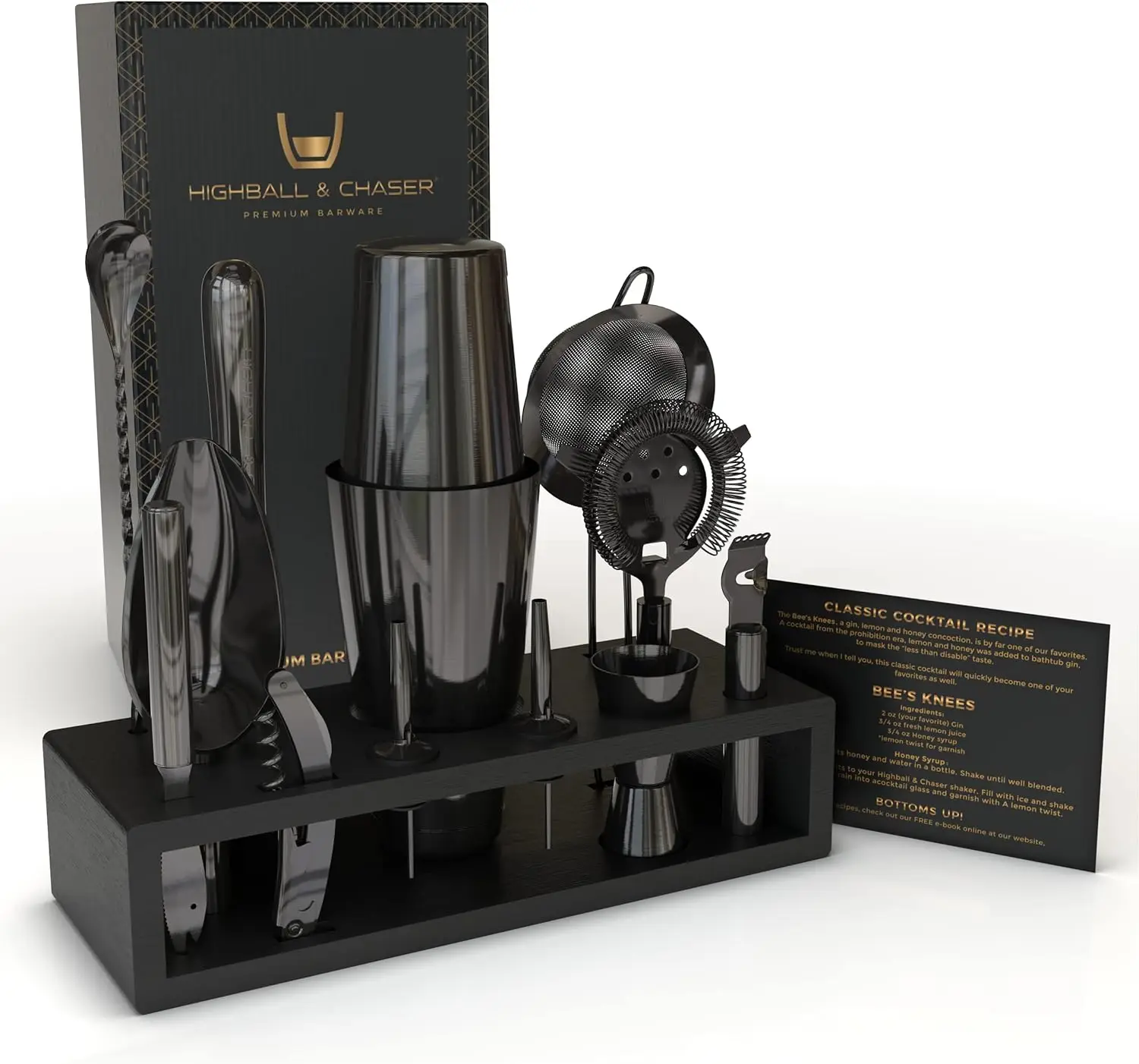 Boston Cocktail Shaker Bar Set Gunmetal Plated Bartender Kit Cocktail Shaker Set Black Cocktail Kit with Mixology Barte