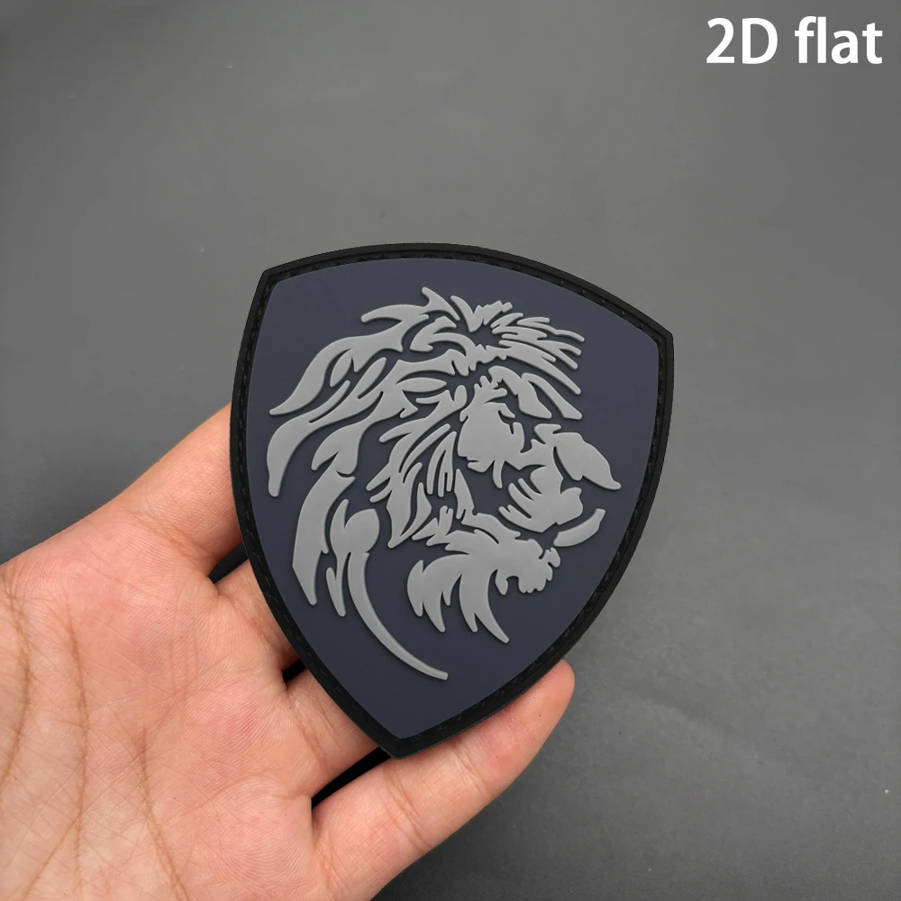 Gray-Toned Shield-Shaped Lion Head Design, 2D Flat Pvc Material, Includes a Fur Surface, Optional Specifications, 1Pc/2Pcs/3Pcs, Layered 3D Embossed Edge, Not Easy to Come Off, Functional Jacket Personalized Decorative Accessory