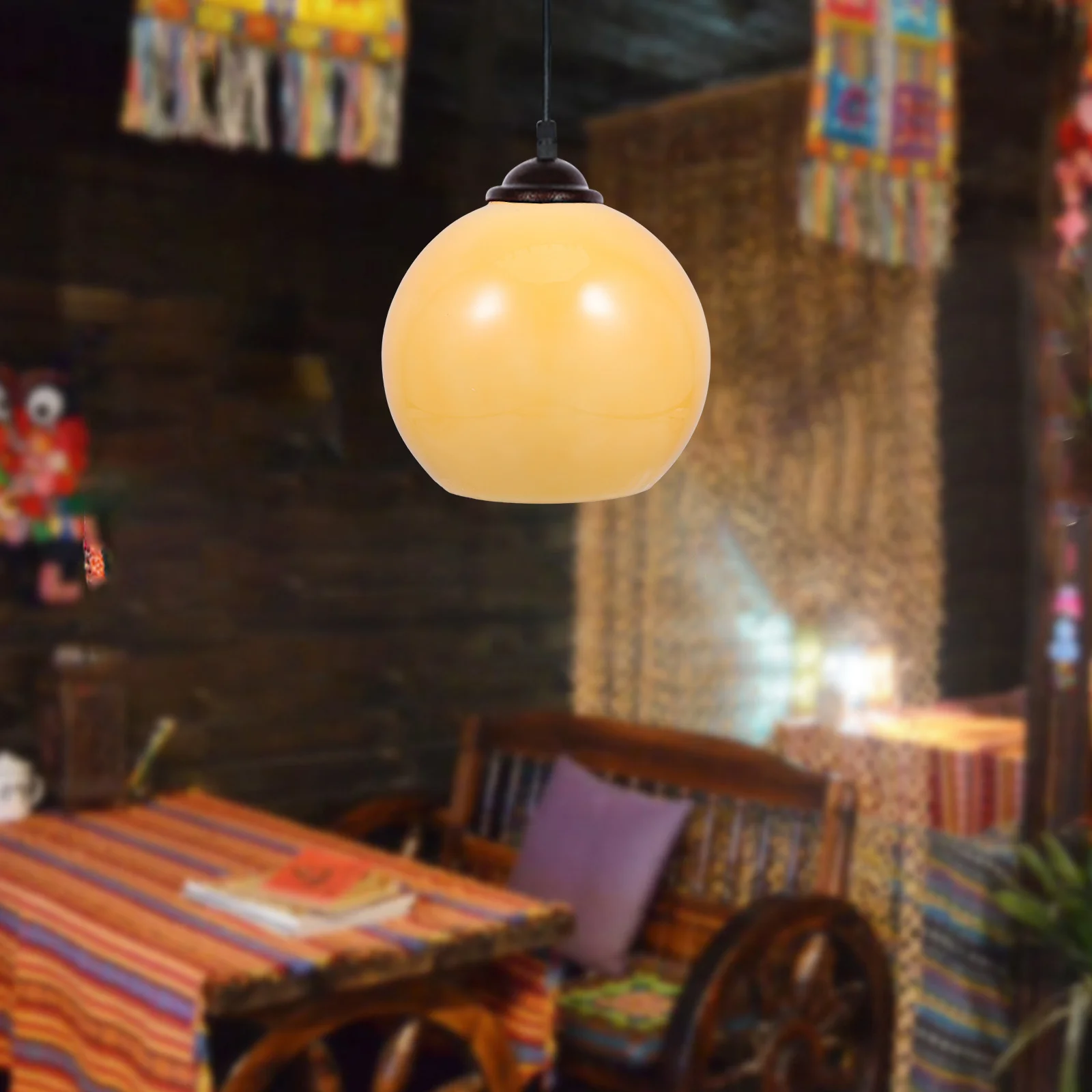 

Glass Lamp Shade Dual Hole Round for E27 Pendant Lights DIY Lamp Cover Replacement for Home Living Room Ceiling Cover