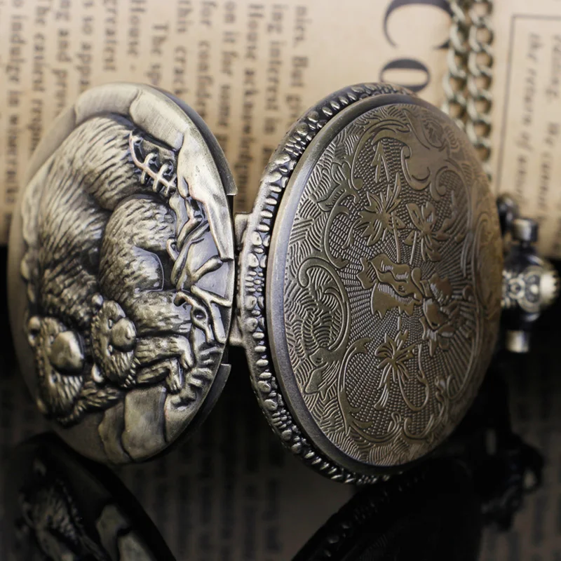 Vintage Koala Beer Bronze Quartz Pocket Watches Pendant Necklace Fob Chain Watch Men Women Children Jewelry Accessories Gifts