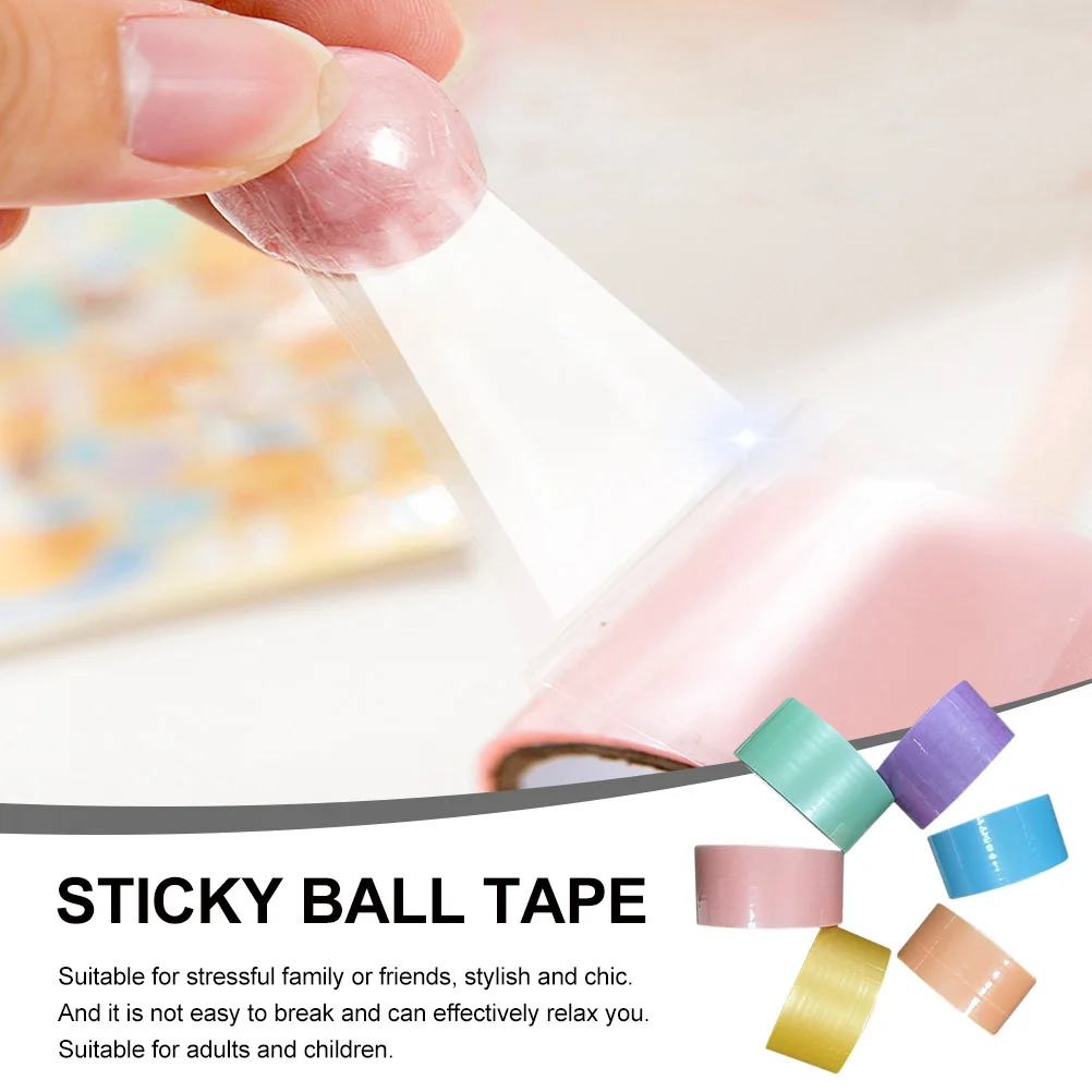 6 لفات من أشرطة لاصقة على شكل كرة لاصقة ملونة يمكنك صنعها بنفسك لتخفيف الضغط، أشرطة ملونة لامعة لتخفيف التوتر #5
