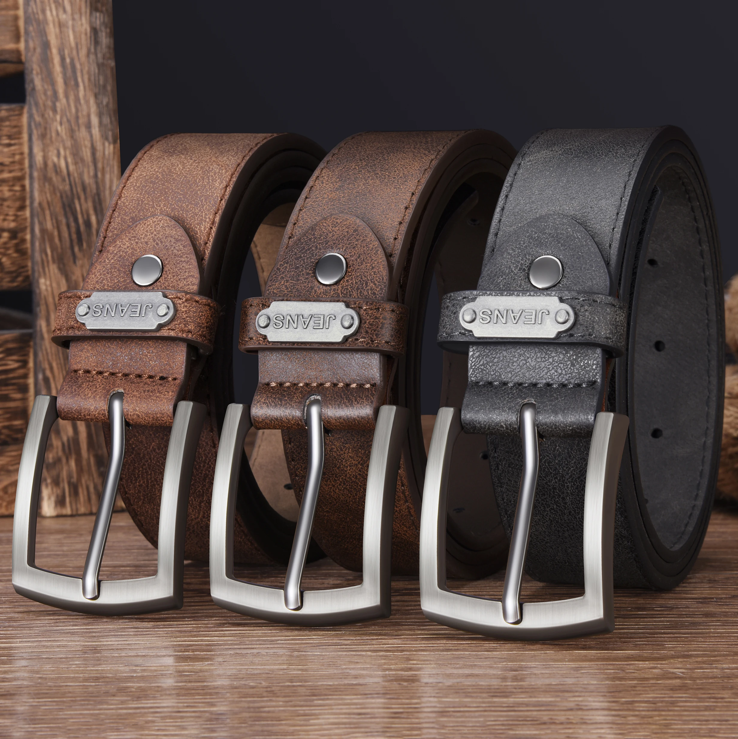 حزام كاجوال بإبزيم دبوس للرجال، أحزمة مصممة لإكسسوارات الأعمال العصرية مقاس كبير، متعددة الاستخدامات للجينز والفساتين والملابس الكاجوال #1