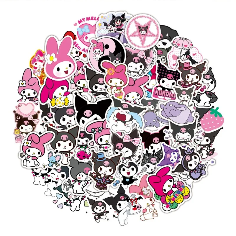 50Pcs/Set Kawaii Stickers Anime Sanrio Cartoon Hello Kitty Kuromi My Melody Diy Material waterproof Graffiti Stationery Sticker