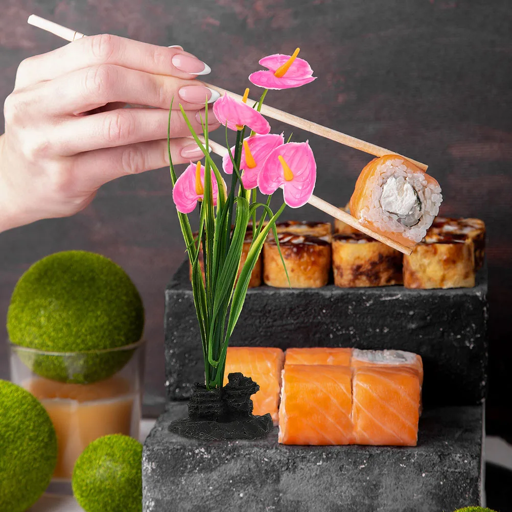 

4pcs Artificial Flowers for Dish Decoration Creative Fake Plant Home Restaurant Table Top Living Room Accessories