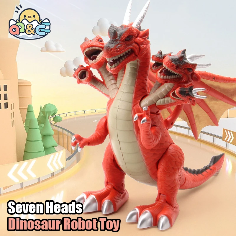 

Large Electric Dinosaur Robot Toy Five/Seven Heads Dino Dragon Movable Model with Sound Light Boys' Toys for Children's Gifts