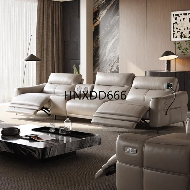 Designer Luxury Sofas Bed Recliner Genuine Leather Minimalist Modern Sofa Bed 3 Seater Divano Soggiorno Living Room Furniture