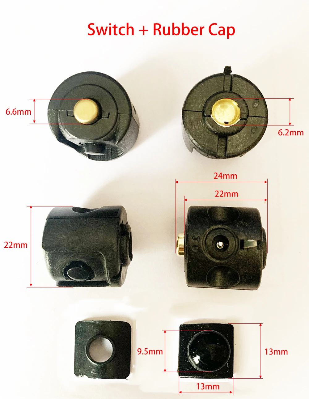 Metal Silicone Button Switch para Lanterna, Interruptor Central, Peças e Acessórios, 22 mm