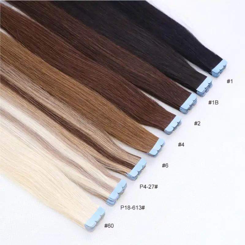 MRS HAIR Mini Tape in Hair Extensions Human Hair Natural Hair Extentions Blonde 3x0.8cm Tape Weft Tape Ins 10pcs/pack Add Volume