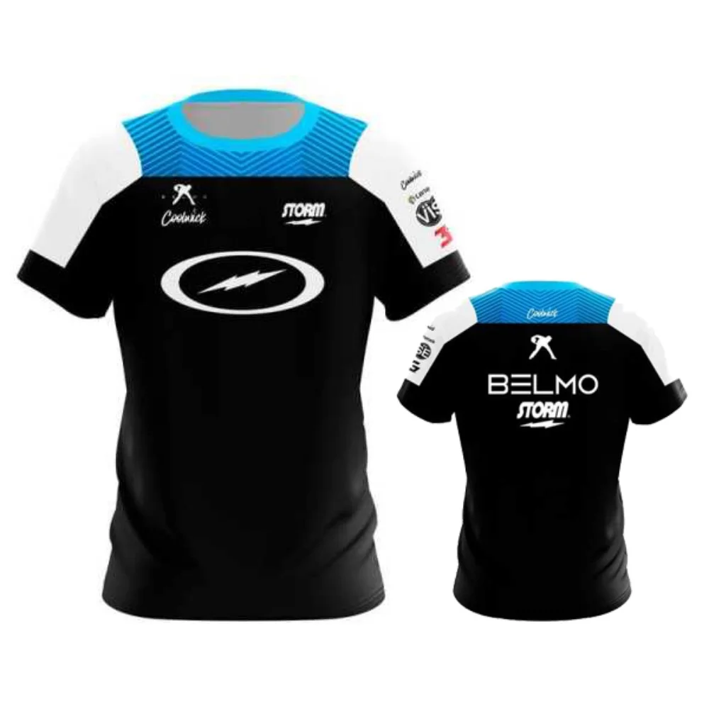 Belmo Storm Bowling Jersey T-Shirt, Men Women Quick Dry Breathable Professional Bowling Sports Short Sleeve Tee