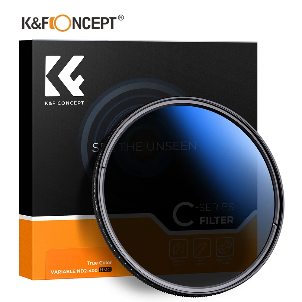 K&F Concept True Color Variable ND2-ND400 Neutral Density Filter (Nano-C) 49mm 52mm 58mm 67mm 72mm 77mm 82mm for Camera Lens