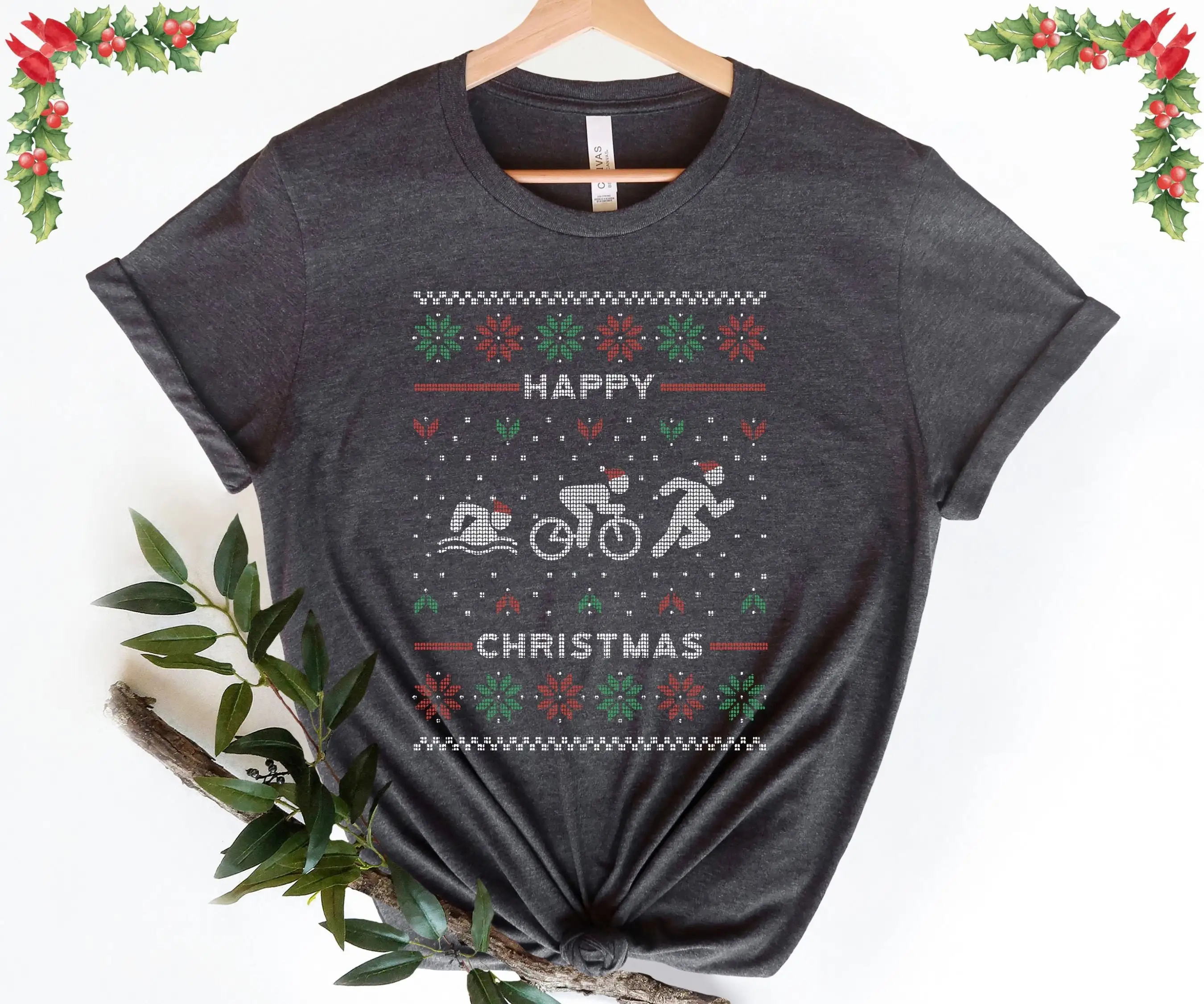 Triathlon Ugly Christmas T Shirt Triathlete Present Xmas Swim Bike Run Holiday Group Athlete
