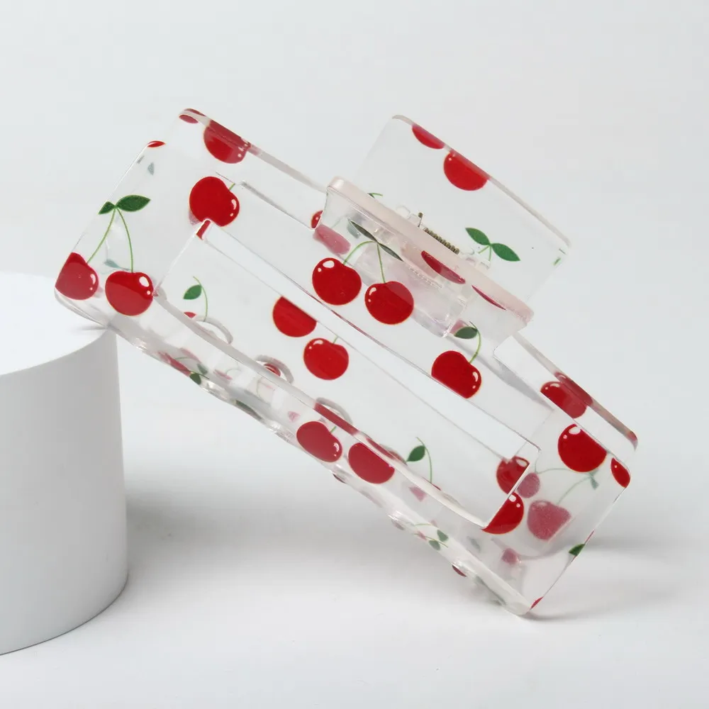 

Summer Fruit Hair Claw Clips for Women Girls Cherry Strawberry Rectangle Nonslip Cute Hair Clips Jaw Clamp Hair Accessories