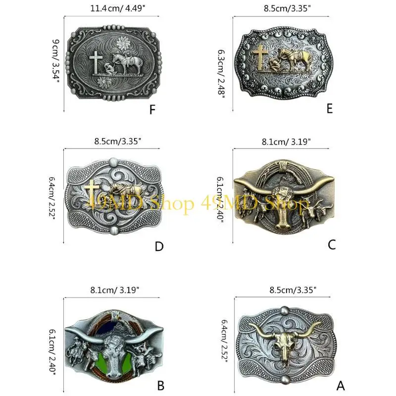 49MDビンテージメタルブルスカルシェイプベルトバックルデリケートベルトバックルDIYウエストバンドアクセサリーウエスタンカウボーイロックスタイル