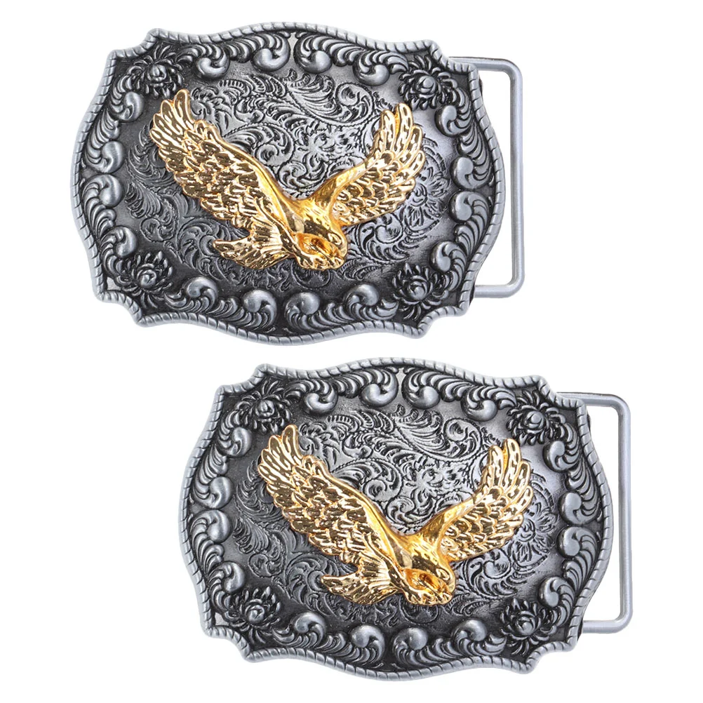 2 Pcs Eagle Belt Buckle Simple Jeans Waist Men Fastener Belts for Clothes Accessory Shrink Replace