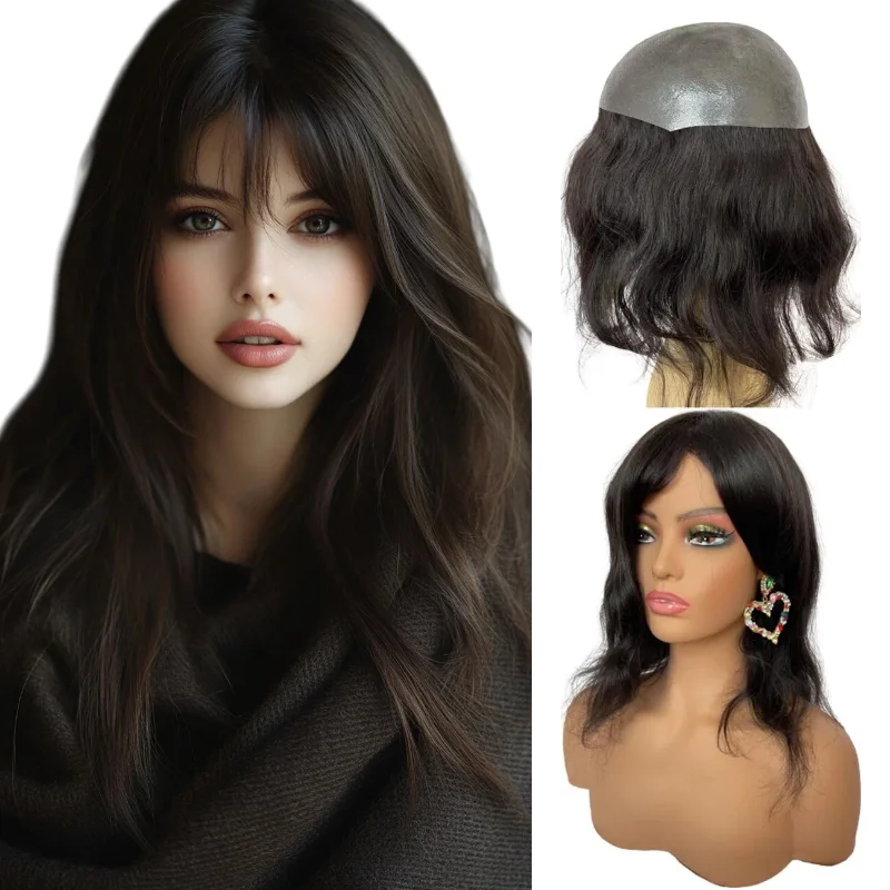 

Ultra Thin 0.08-0.1mm Human Hair Women Hairpieces PU Base 7x9 16inch Hand-Tied Ready Stock 72H Delivery Color 1B #4 #613