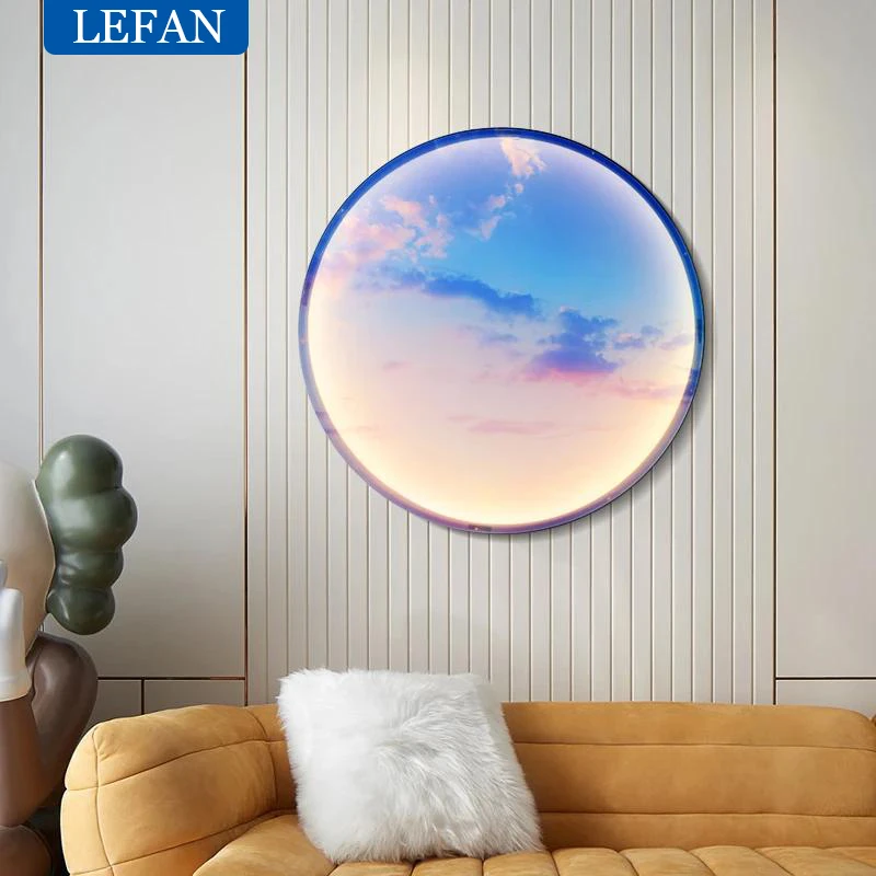 Lámpara de pared LED circular de lujo con decoración de cielo estrellado cósmico para porche, pasillo, sala de estar, estudio, dormitorio, cabecera de cama, hogar