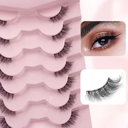 New 7Pairs Half Fake Eyelashes Manga Lashes Soft Natural Cat Eye Lashes Makeup Tool Extension Clear Band Lashes