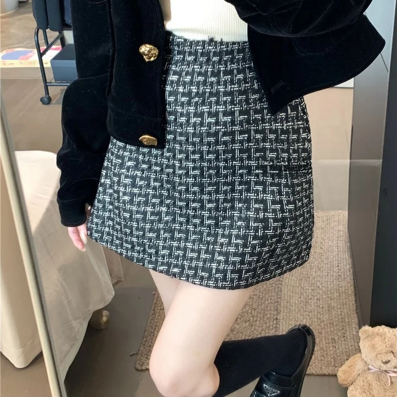 

iny Tead вязаная юбка трапециевидной формы Cisas Aosphere, шерстяная ткань с высокой талией, женская повседневная одежда, зимняя коллекция 2025 г.