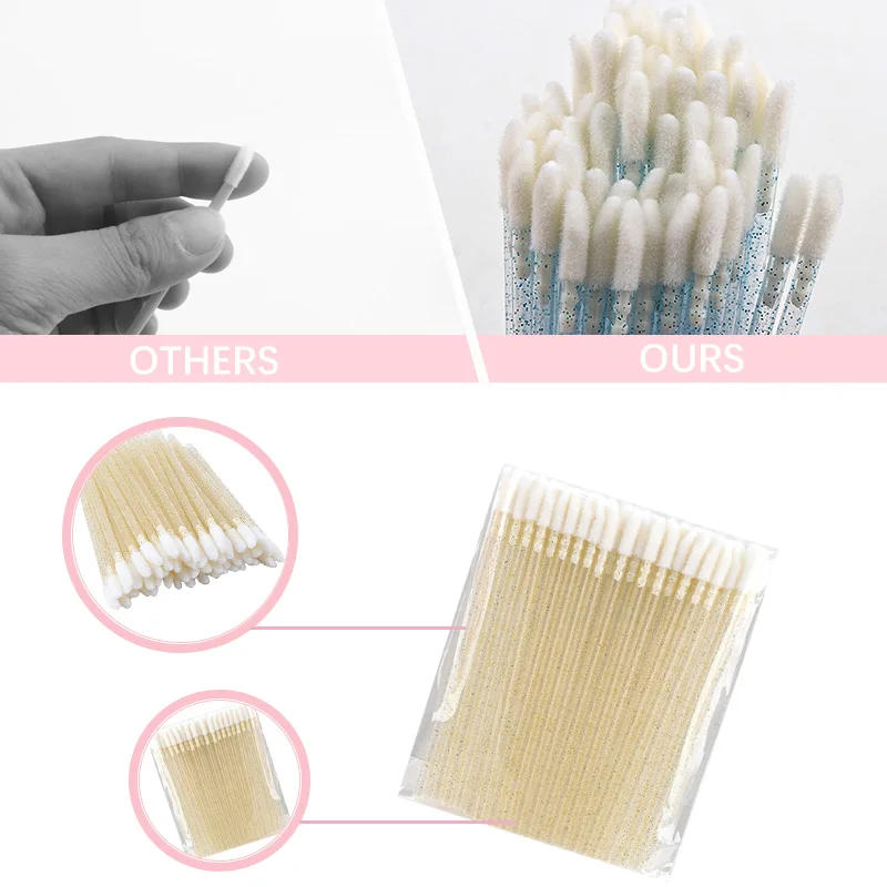 Brosse à lèvres jetable, bâton de cristal, pinceaux de maquillage, baguettes de rouge à lèvres, microbrosse, applicateur de brillant à lèvres, outils de maquillage propres, 50 pièces