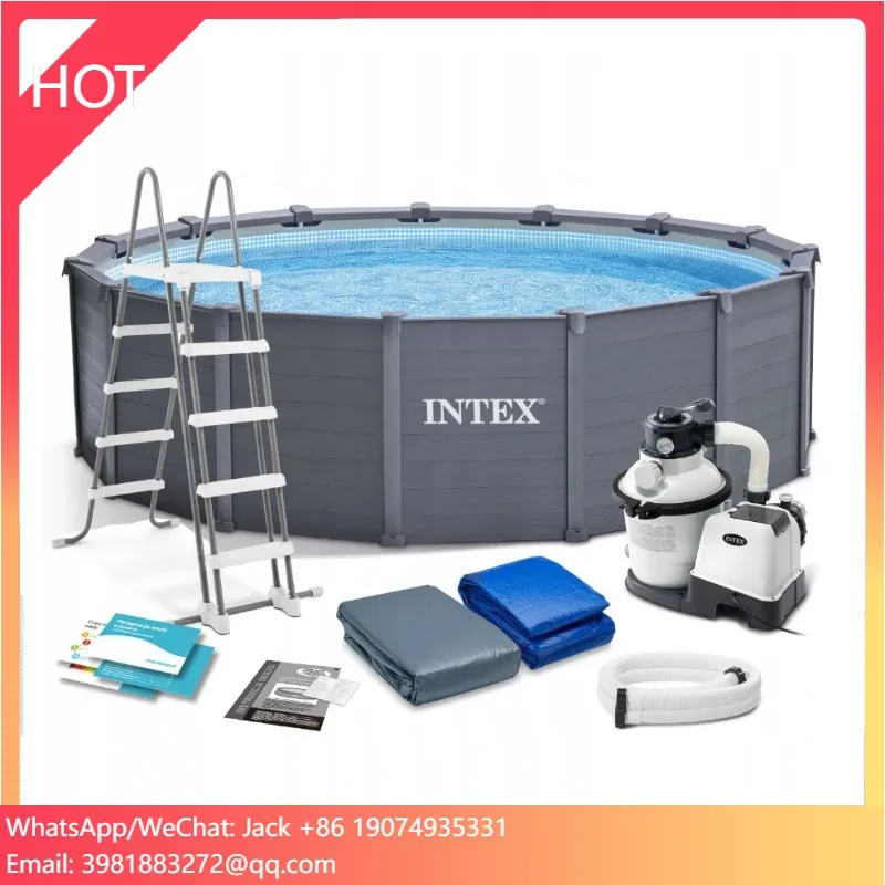 

2021 INTEX 26384 15FT8IN X 49IN GRAPHITE GRAY PANEL POOL SET