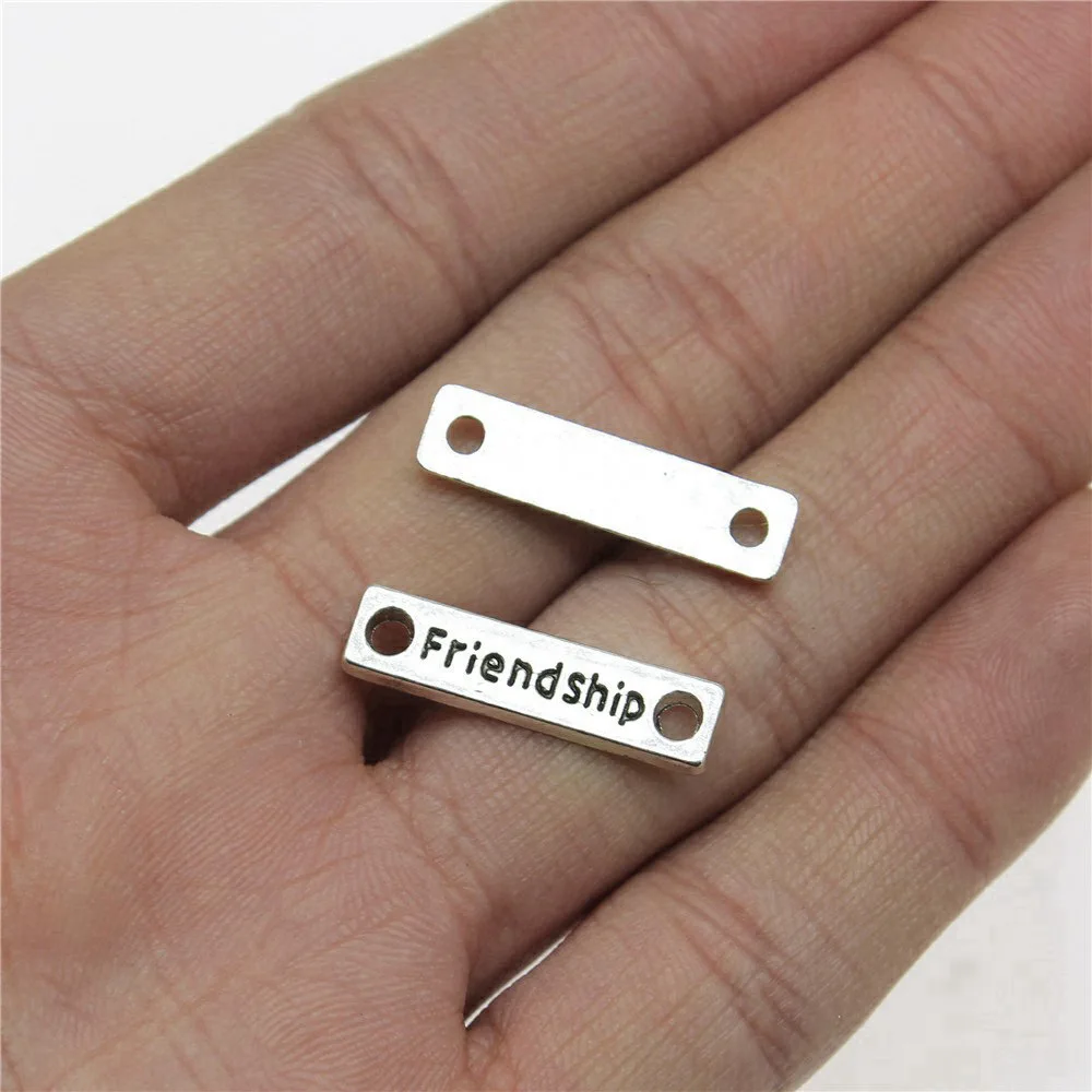 女性用フレンズプレートコネクタ、ジュエリーアクセサリー、チャーム、6x23mm、10個