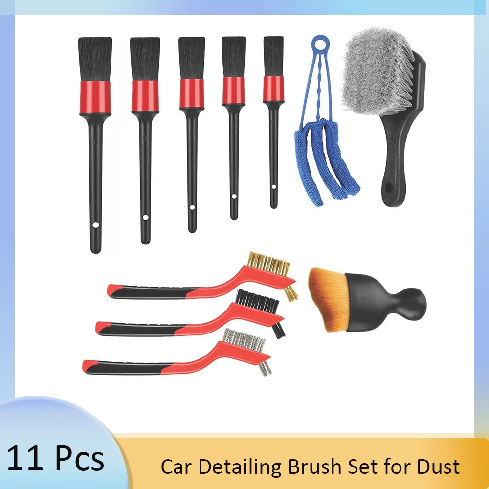 

11Pcs Car Detailing Brush Set for Dust Includes Car Interior Detailing Brushes, Car Tire Brush for Rim Cleaner, Air Vent Brush