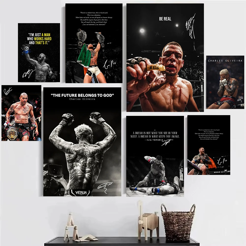 Famous Boxing Legends Fighting Poster Inspirational Quote ILIA TOPURIA Canvas Painting Print Wall Decor Gym Home Mural Cuadros