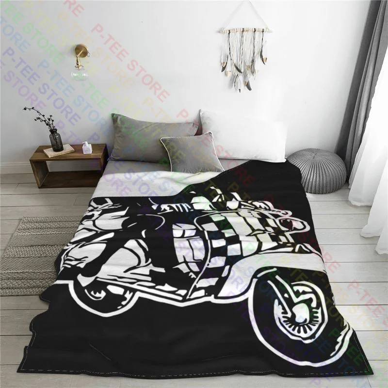 Ska Biker And Vespa Mod Motorcycle Moped Lambretta Uk Blanket Thick On The Sofa Sofa Dedicated