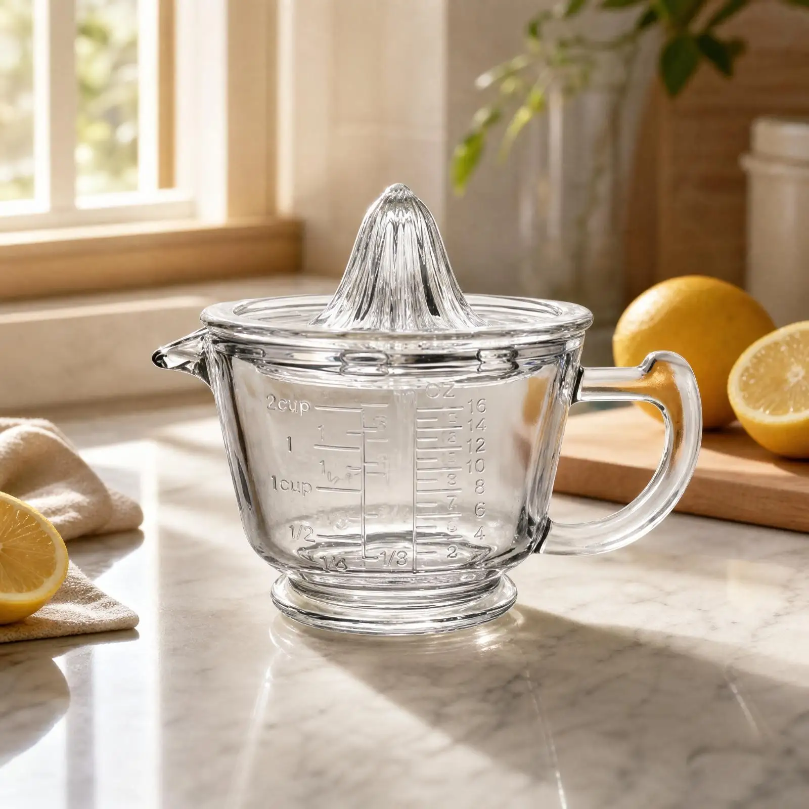 Glass Lemon Squeezer Hand Juicer with Pouring Spout for Fresh Juice Making at Home